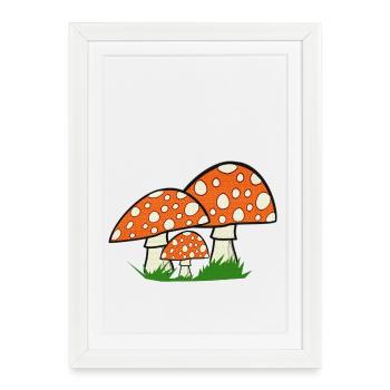 nature graphics, toadstools, great forest motifs - Framed poster (27 × 37 cm) - white - Front