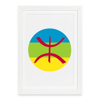 Sticker drapeau berbère cocarde amazigh - Affiche encadrée (27 × 37 cm) - blanc - Devant