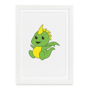 Dragon dragon monster lizard saurian fantasy fable - Framed poster (27 × 37 cm) - white - Front