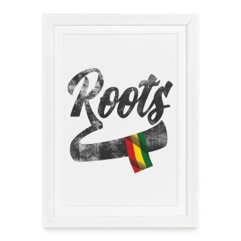 Roots Reggae Design mit farbiger Flagge - Gerahmtes Poster (27 × 37 cm) - Weiß - Vorne