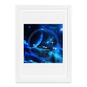 Golden Aquarius zodiac sign - Framed poster (27 × 37 cm) - white - Front