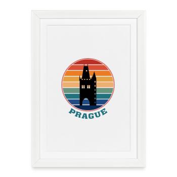 Prague Landmark Silhouette Czech Travel Souvenir - Framed poster (27 × 37 cm) - white - Front