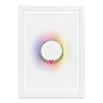 Couronne de couleur pastel vif avec coeur - Affiche encadrée (27 × 37 cm) - blanc - Devant