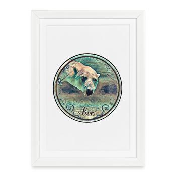Polar bear underwater - Framed poster (27 × 37 cm) - white - Front
