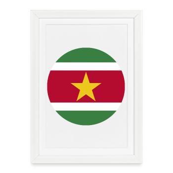 Autocollant rond drapeau du Suriname Idée cadeau Aufkleber - Affiche encadrée (27 × 37 cm) - blanc - Devant
