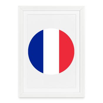 Autocollant rond drapeau de la France Aufkleber Frankreich - Affiche encadrée (27 × 37 cm) - blanc - Devant