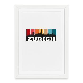 Zurich Suisse Voyage Souvenir Sur Les Toits De La Ville - Affiche encadrée (27 × 37 cm) - blanc - Devant