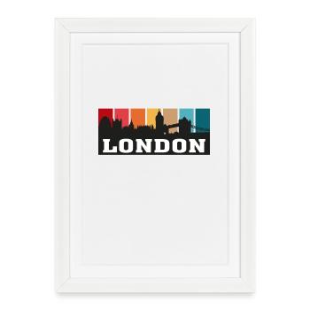 Londres Angleterre Voyage Skyline Souvenir Silhouette - Affiche encadrée (27 × 37 cm) - blanc - Devant