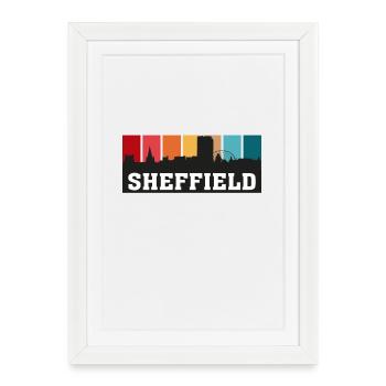 Sheffield England Travel Souvenir Skyline Landmark - Framed poster (27 × 37 cm) - white - Front
