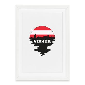 Vienna Austria Skyline Silhouette Austrian Flag Tr - Framed poster (27 × 37 cm) - white - Front