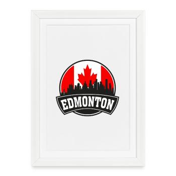 Edmonton Canada Skyline Travel Souvenir canadien F - Affiche encadrée (27 × 37 cm) - blanc - Devant