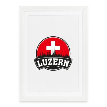 Luzern Suisse Skyline Travel Souvenir Swiss F - Affiche encadrée (27 × 37 cm) - blanc - Devant