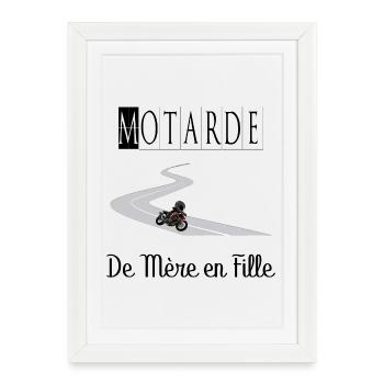 Motarde de Mère en Fille Moto - Affiche encadrée (27 × 37 cm) - blanc - Devant