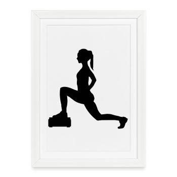 Fille ou dame qui fait des marches ou de l’aérobic - Affiche encadrée (27 × 37 cm) - blanc - Devant