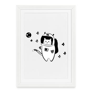 Cool cat in space - Framed poster (27 × 37 cm) - white - Front