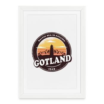 Conception de phare vintage Gotland - Affiche encadrée (27 × 37 cm) - blanc - Devant