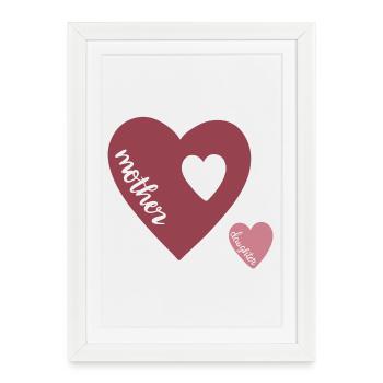 Cœur de Mère Double Cœur Amour Design - Affiche encadrée (27 × 37 cm) - blanc - Devant