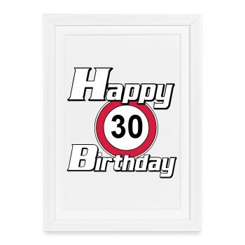 30.Anniversaire , Joyeux anniversaire 30 (25) - Affiche encadrée (27 × 37 cm) - blanc - Devant