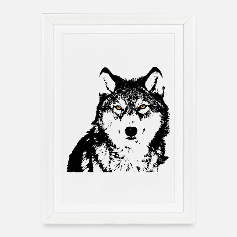 Yeux de Loup Noirs - Affiche encadrée (27 × 37 cm) - blanc