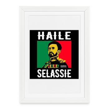 Portrait de Haile Selassie dans le style reggae - Affiche encadrée (27 × 37 cm) - blanc - Devant