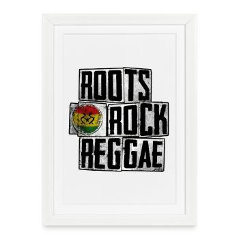 Roots Rock Reggae Design - Affiche encadrée (27 × 37 cm) - blanc - Devant