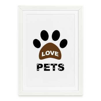 animaux de compagnie d’amour - J’aime les animaux de compagnie - Affiche encadrée (27 × 37 cm) - blanc - Devant