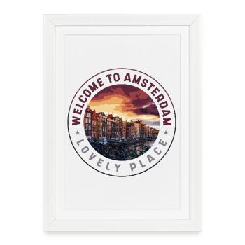 Bienvenue à Amsterdam – Endroit préféré - Affiche encadrée (27 × 37 cm) - blanc - Devant