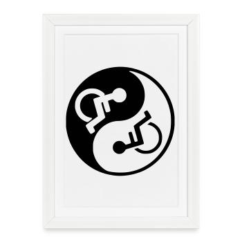 Fauteuil roulant Yin et yang conception de fauteuil roulant * - Affiche encadrée (27 × 37 cm) - blanc - Devant