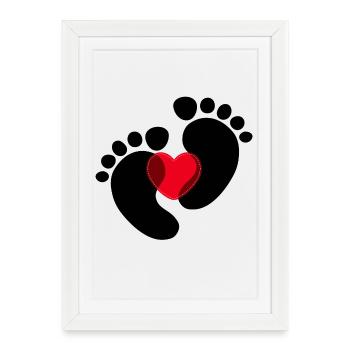 Coeur Enceinte Pieds bébé - Affiche encadrée (27 × 37 cm) - blanc - Devant