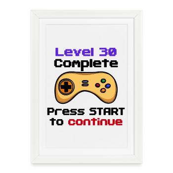 30 anniversaire gamer contrôleur 30 ans vieux - Affiche encadrée (27 × 37 cm) - blanc - Devant