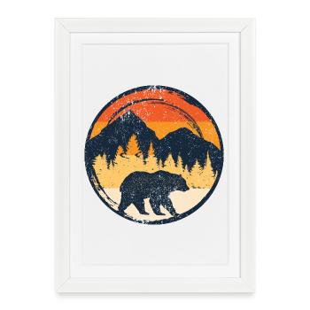 Ours au coucher du soleil dans le cercle alpin - Affiche encadrée (27 × 37 cm) - blanc - Devant