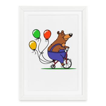 Carnaval de l’ours ballon - Affiche encadrée (27 × 37 cm) - blanc - Devant