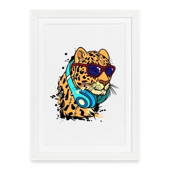 Cool Animal Headset - Framed poster (27 × 37 cm) - white - Front