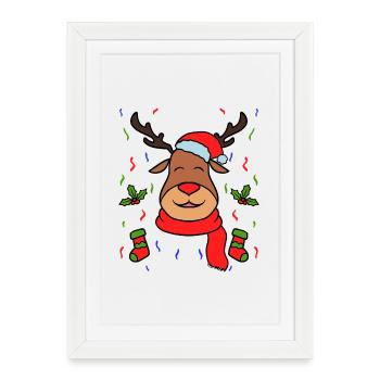 Rennais Noël décorations - Affiche encadrée (27 × 37 cm) - blanc - Devant