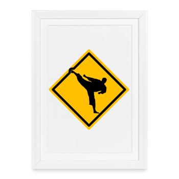 Karate Warning Sign Yokogeri - Framed poster (27 × 37 cm) - white - Front