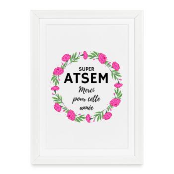 Super Atsem Merci pour cette année fleurs rose - Affiche encadrée (27 × 37 cm) - blanc - Devant