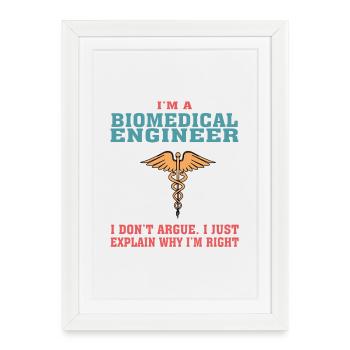 Citation amusante en génie biomédical pour le biomédical - Affiche encadrée (27 × 37 cm) - blanc - Devant