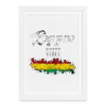 Reggae Vibes Black Waterfall Print - Framed poster (27 × 37 cm) - white - Front