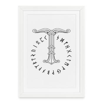 Irminsul symbole viking - Affiche encadrée (27 × 37 cm) - blanc - Devant