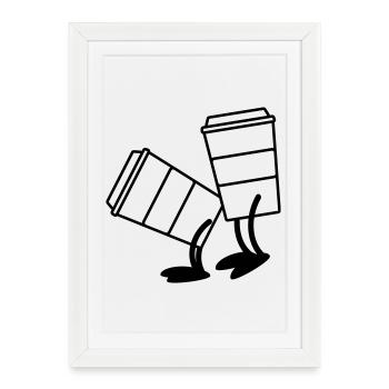 Coffee to go doggy style - Framed poster (27 × 37 cm) - white - Front