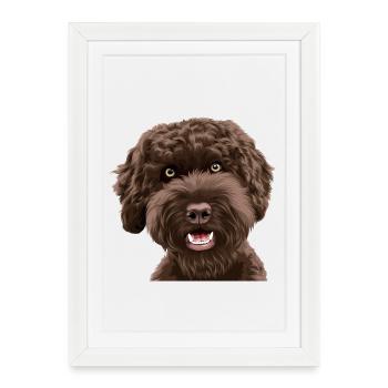 Chien Gribouillé Labradoodle - Affiche encadrée (27 × 37 cm) - blanc - Devant