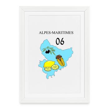 Alpes maritimes - Affiche encadrée (27 × 37 cm) - blanc - Devant