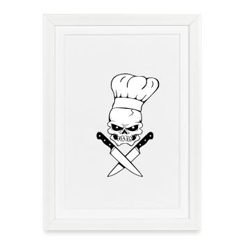 Tête de mort cuisinier - Affiche encadrée (27 × 37 cm) - blanc - Devant