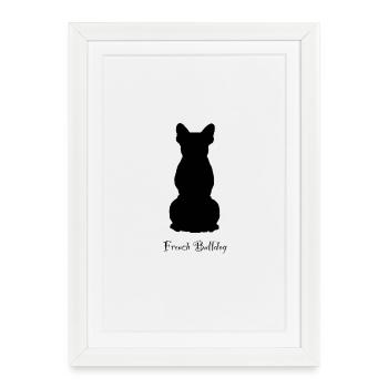 Français Bulldog - Affiche encadrée (27 × 37 cm) - blanc - Devant