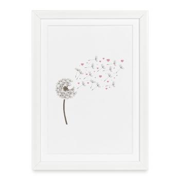 Pissenlit au cœur – Amour & Amour - Affiche encadrée (27 × 37 cm) - blanc - Devant