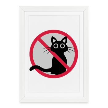Signe interdit de chat - Affiche encadrée (27 × 37 cm) - blanc - Devant
