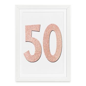 50e anniversaire - Cinquante - Affiche encadrée (27 × 37 cm) - blanc - Devant
