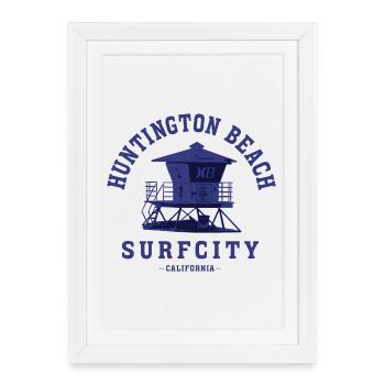 Huntington Beach – Surf City, Californie - Affiche encadrée (27 × 37 cm) - blanc - Devant