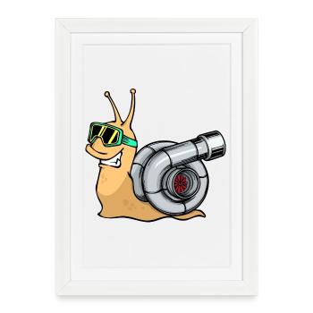 Cool Voiture Turbocompresseur Amateurs de voitures Automobilistes - Affiche encadrée (27 × 37 cm) - blanc - Devant