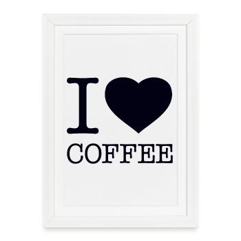 J’ADORE LE CAFÉ Kaffee Käffchen - Affiche encadrée (27 × 37 cm) - blanc - Devant